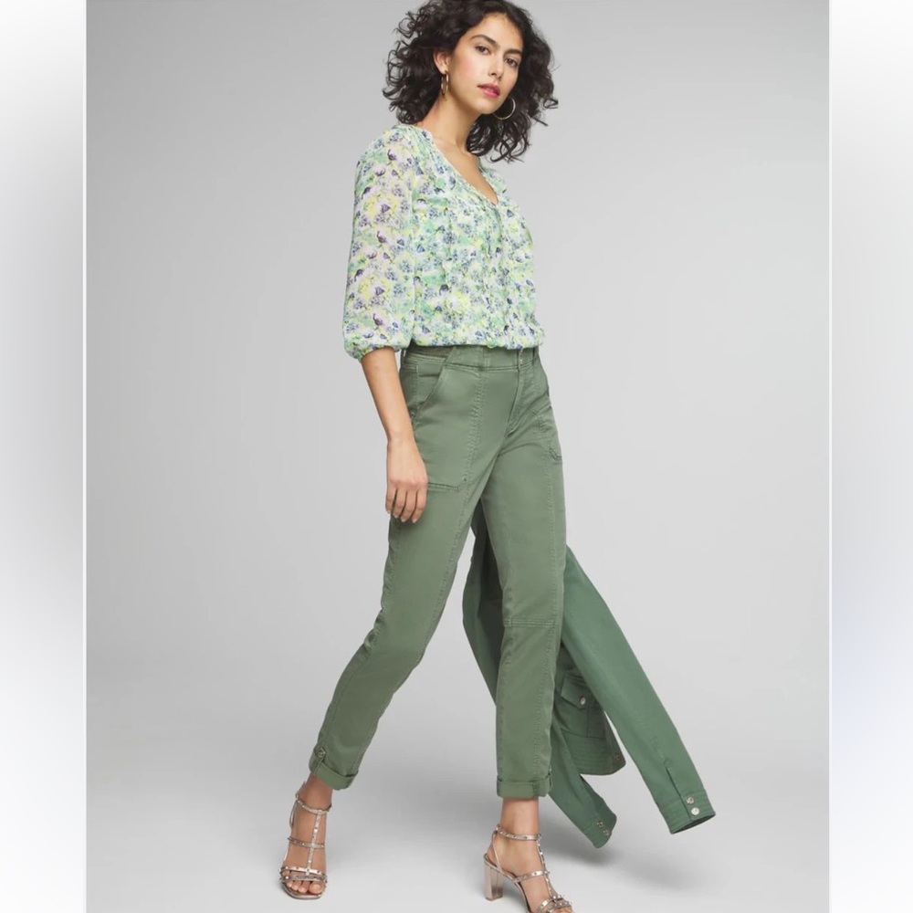 WHBM Blanc Green Crop Jeans